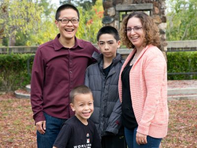 Andy Cheng with his wife, Abi, and their two sons. (Courtesy)